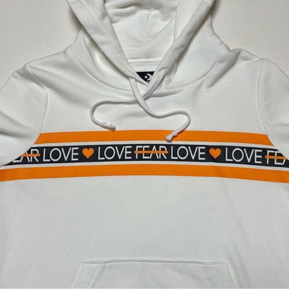 Converse Women’s White|Orange Love The Progress Pullover Hoodie Sz M - Picture 3 of 9